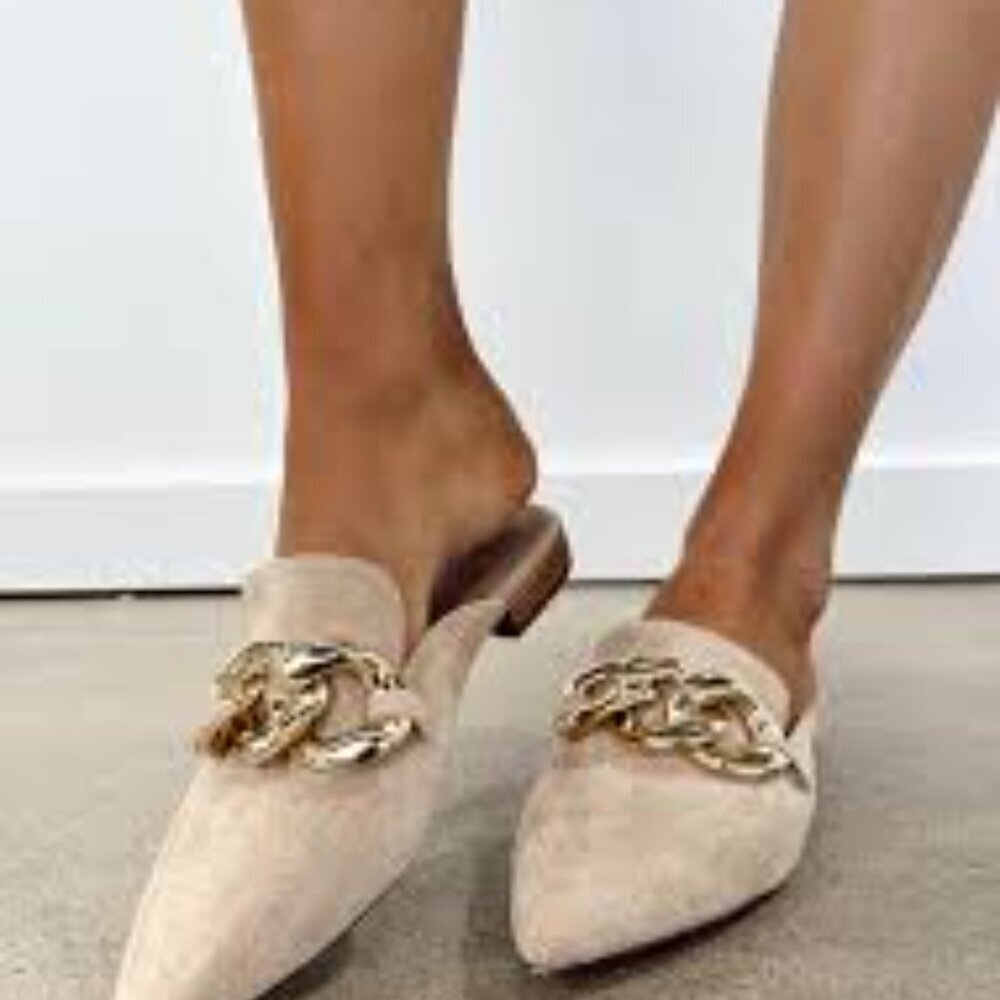 Beast Fashion Gem Mules in Taupe Size 5.5 NWOB